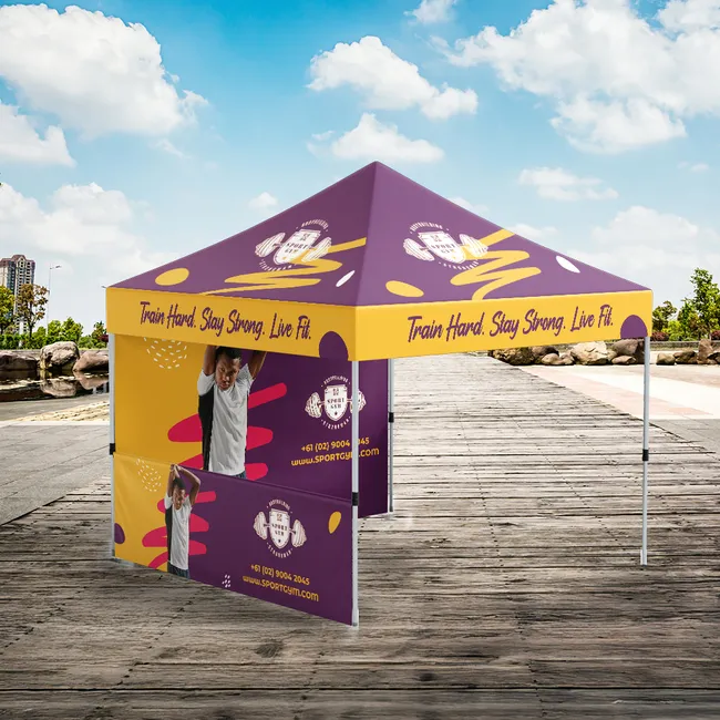 Branded Branding Hype marquee set up on site